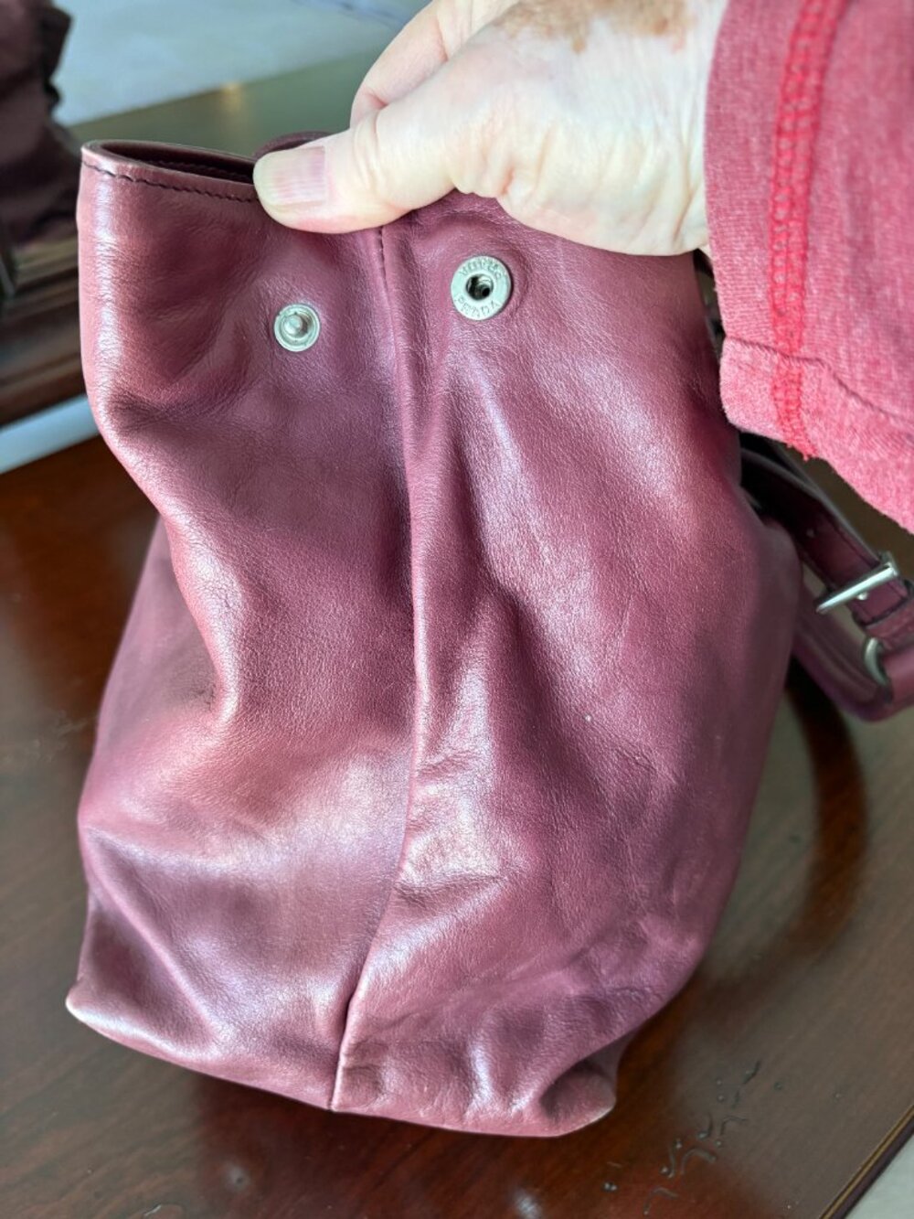 Authentic Prada Vitello Leather Bag in Burgundy - Picture 10 of 10